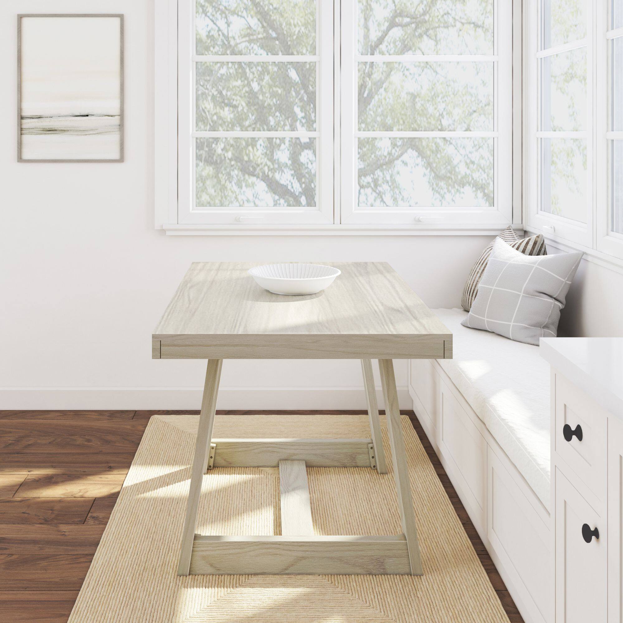 Alt View 4. Plank+Beam - Classic Solid Wood Dining Table - 1220mm/48in, White Sand Wirebrush - White Sand Wirebrush.