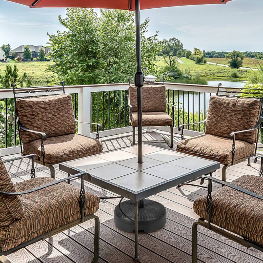 Left. Mondawe - 18 Inch Fillable Heavy-Duty Round Umbrella Base Stand - Black.