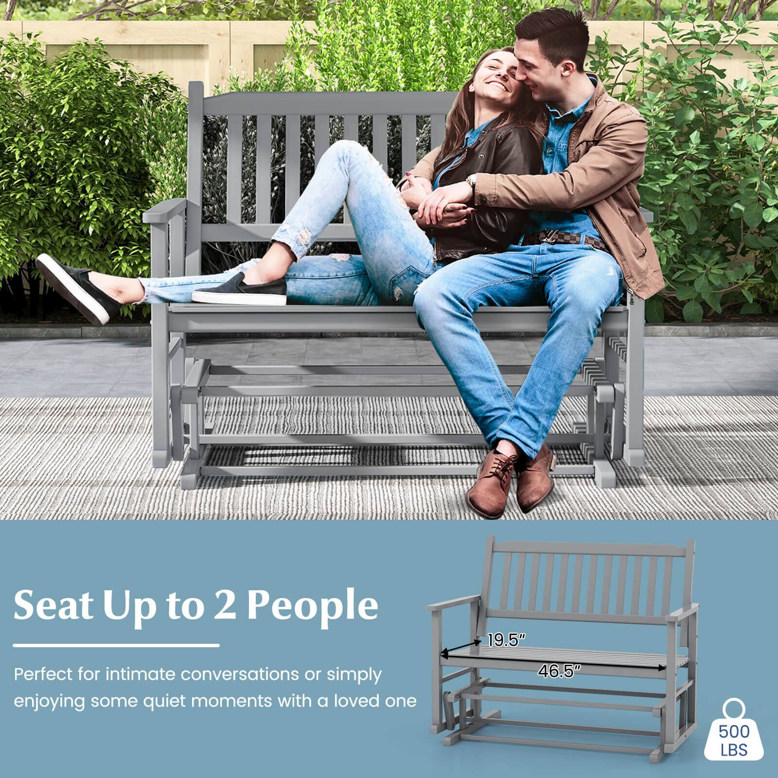 Seat Up to 2 People 19.5" Perfect for intimate conversations or simply enjoying some quiet moments with a loved one 46.5" 500 LBS