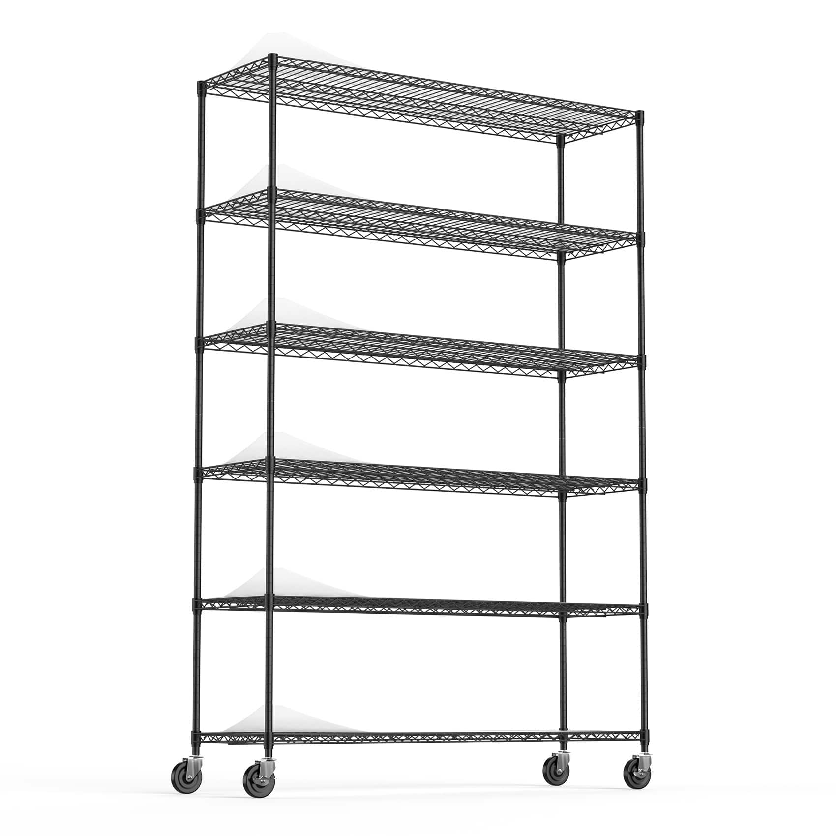 COWLOWN - 6-Tier NSF Wire Shelving Unit 6000 lb Adjustable Metal Storage Rack with Wheels - Black