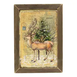 BreeBe - White Tails in Winter Framed Print 12" x 18" - Multicolor