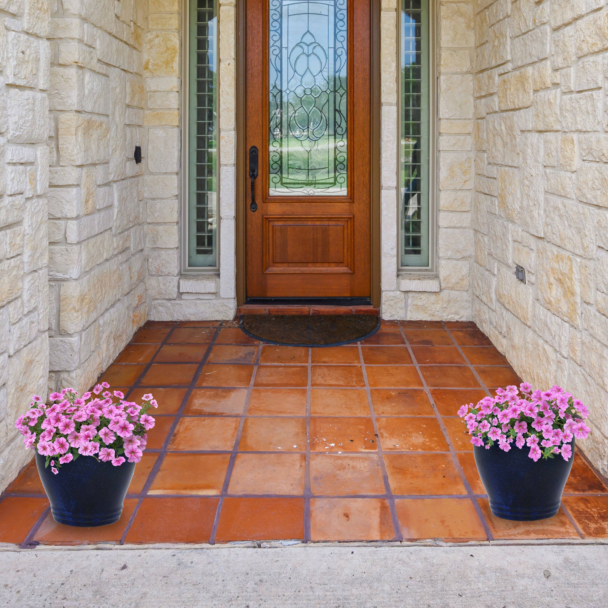 Alt View 8. Sunnydaze - 11 in Studio Glazed Ceramic Planter - Set of 2 - Imperial Blue.