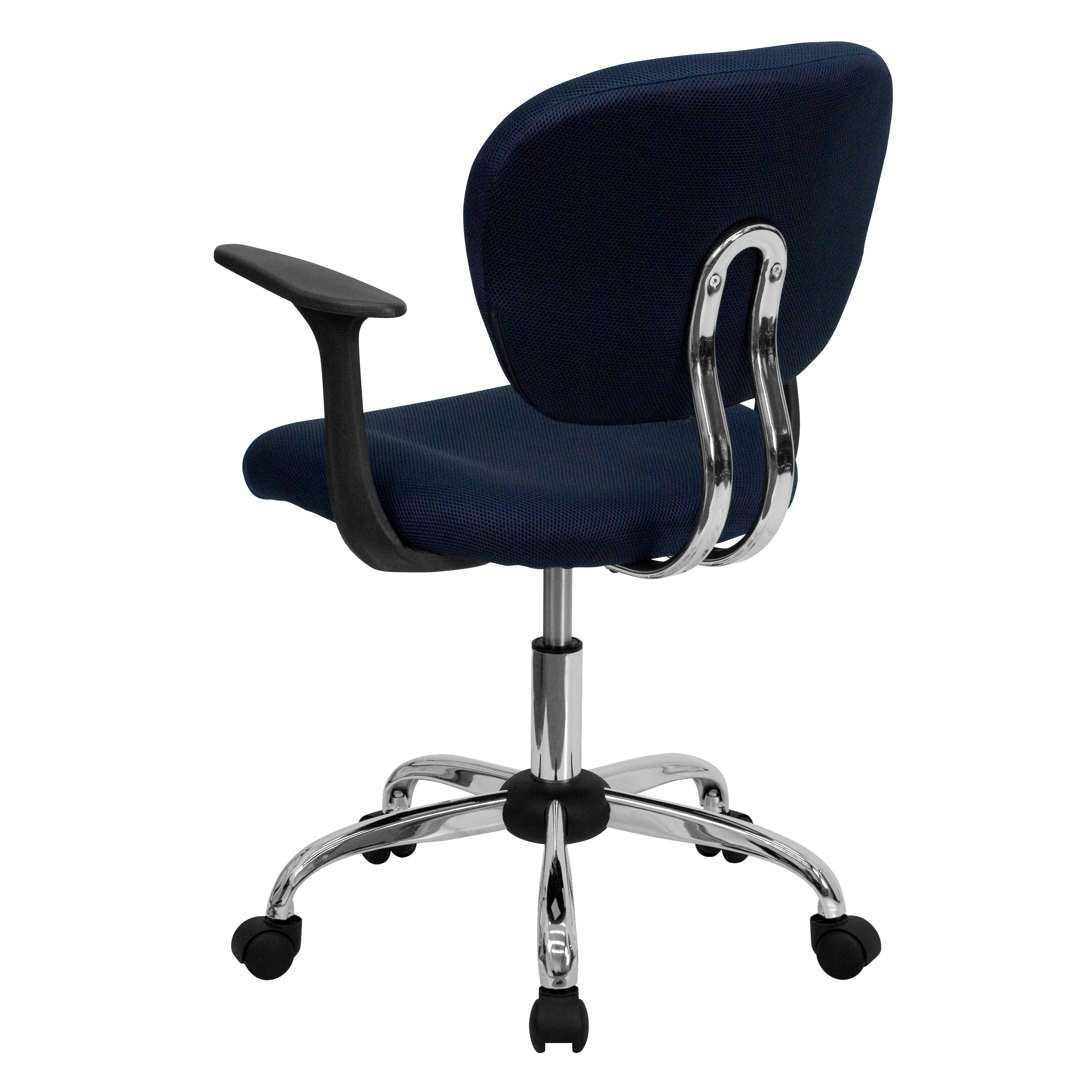 Alt View 2. Emma + Oliver - Mid-Back Mesh Padded Swivel Task Office Chair with Chrome Base and Arms - Navy.