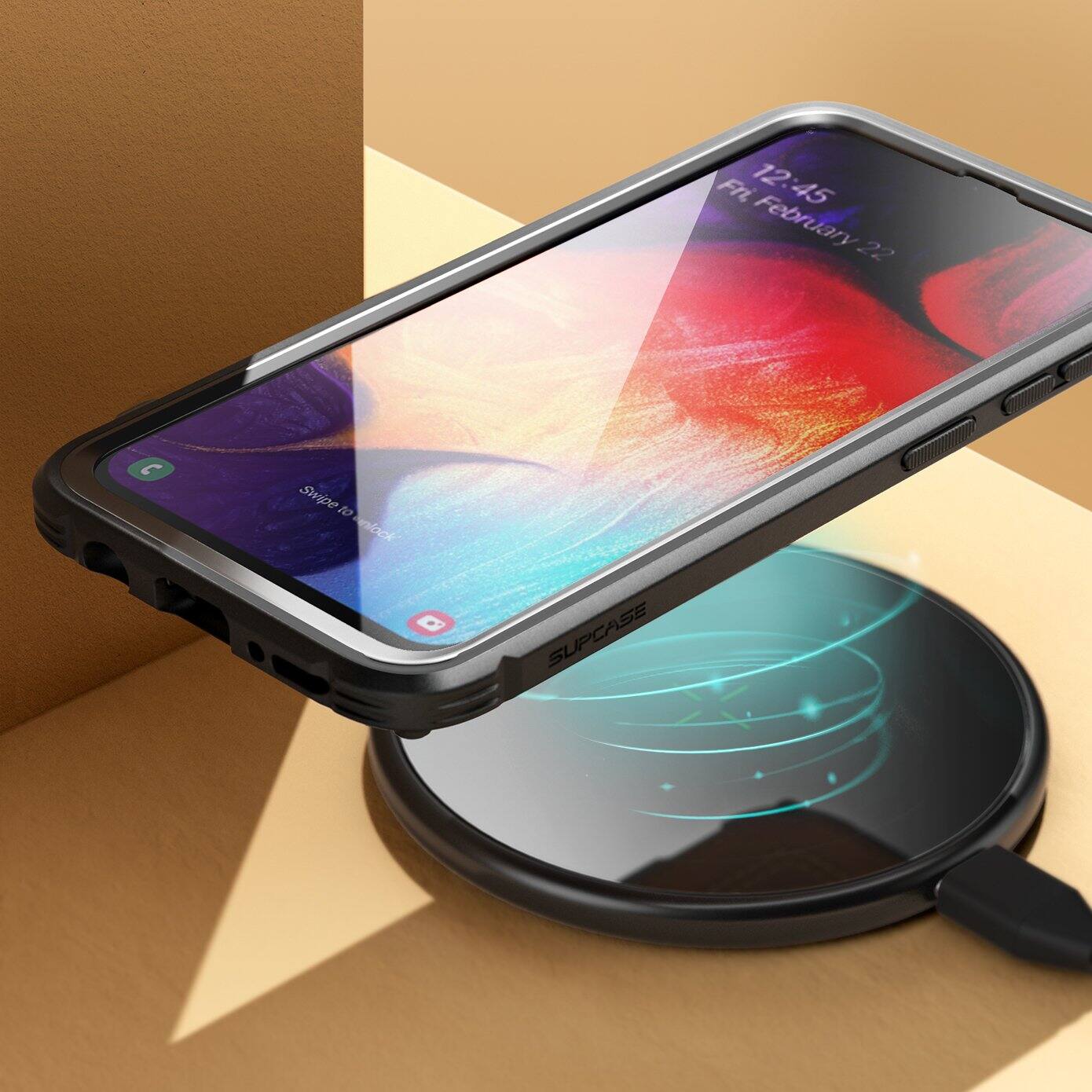 Fri 12:45 February 22  
Swipe to unlock  
SUPCASE