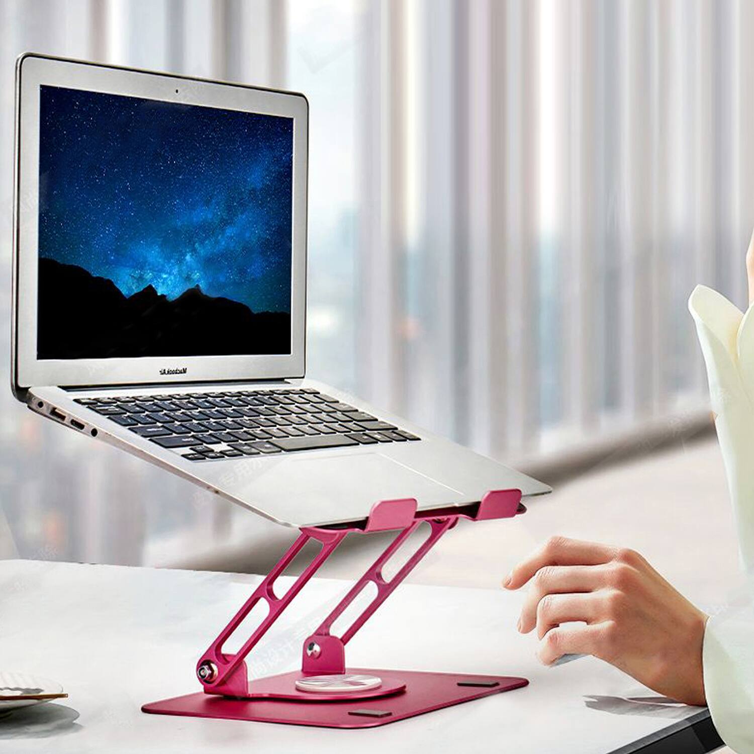 Left. Uncaged Ergonomics - Uncaged Ergonomics Sls-rosegold Adjustable Swivel Laptop Stand For Desk (rose Gold) - gold.
