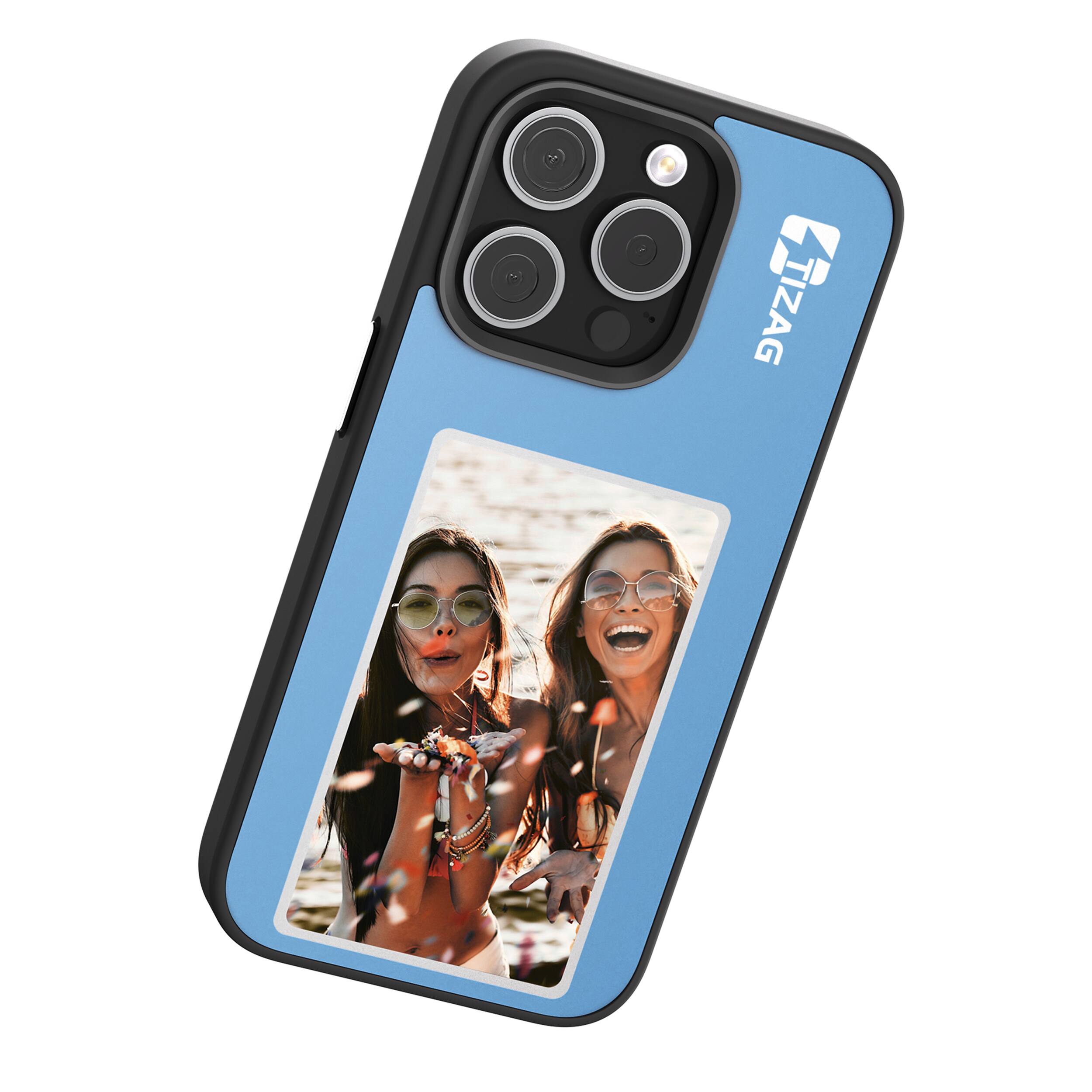 Left. Tizag - Digital Canvas Case for iPhone 15 Pro - Blue.