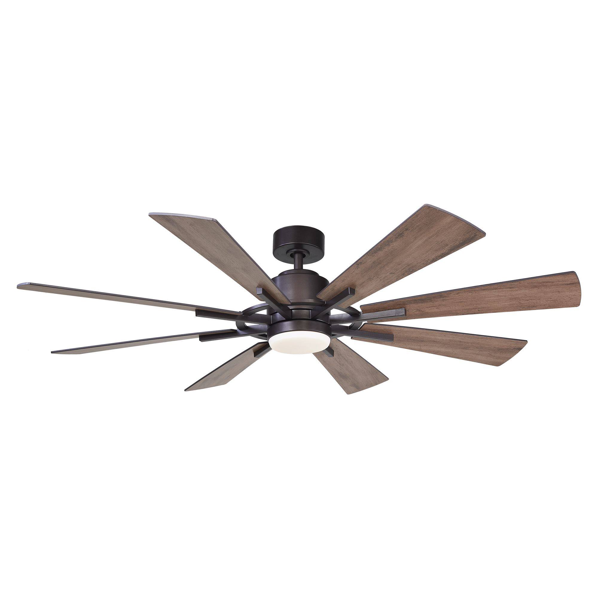 Alt View 1. Parrot Uncle - 60" Farmhouse Integrated LED Windmill Ceiling Fan with Light and Remote - Oil-rubbed Bronze.