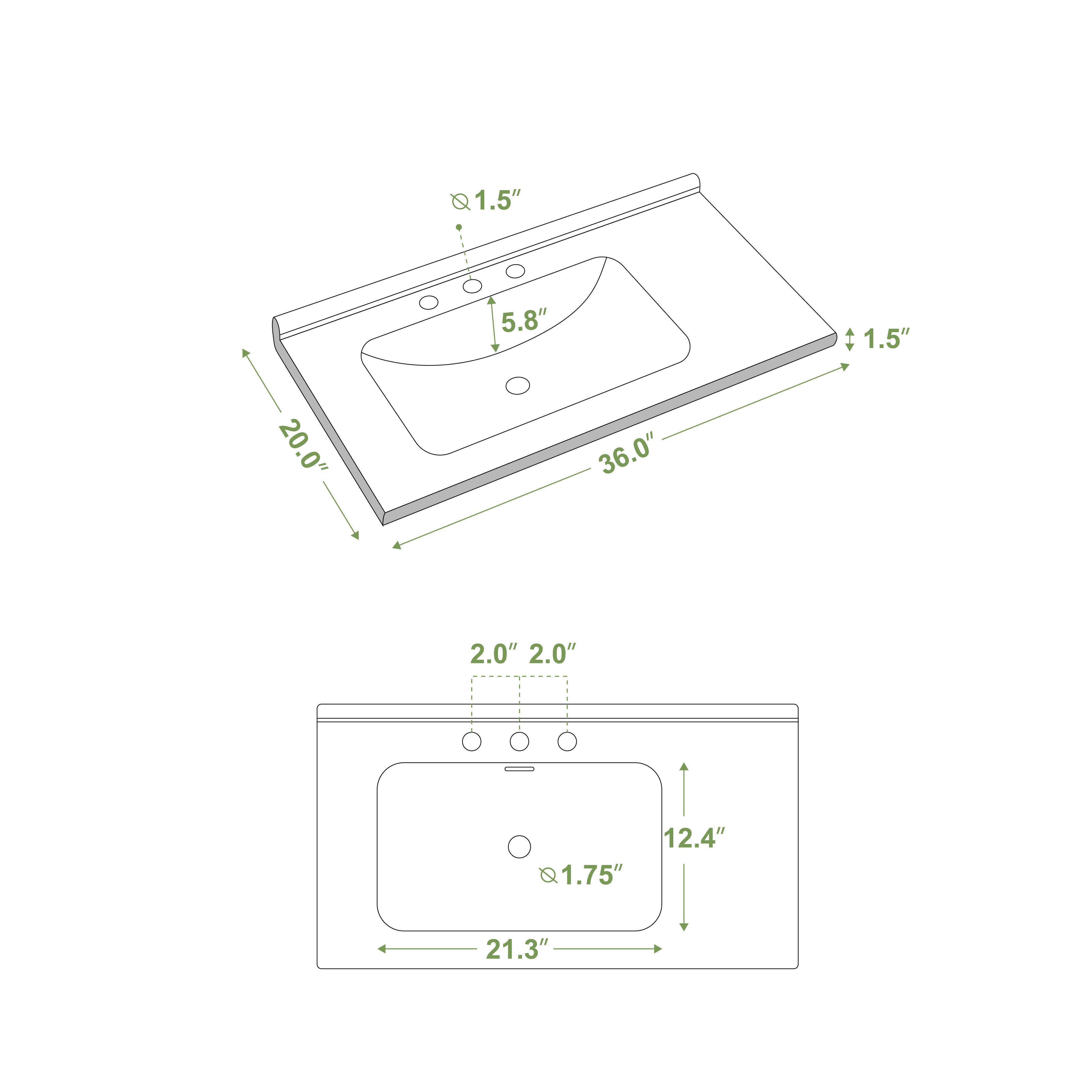 1.5"  
5.8"  
36.0"  
20.0"  
1.5"  
2.0"  
2.0"  
1.75"  
12.4"  
21.3"