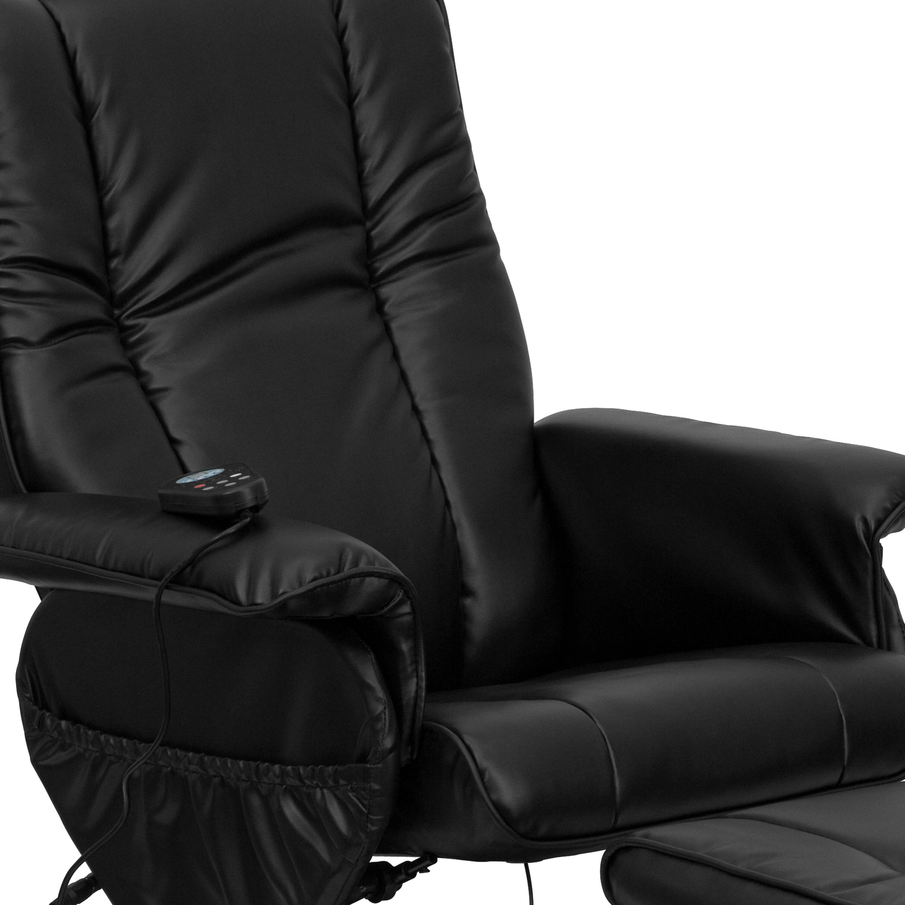 Alt View 8. Emma + Oliver - Massaging Multi-Position Recliner and Ottoman with Wrapped Base - Black.