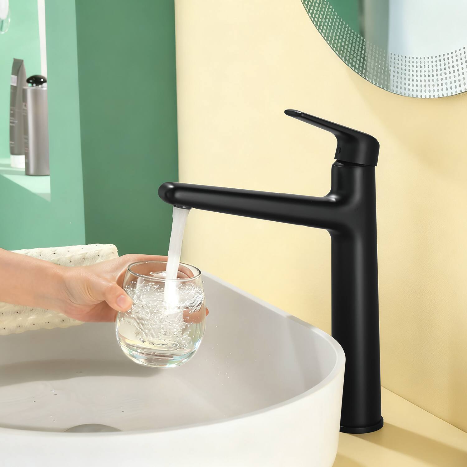 Alt View 3. Boyel Living - Matte Black Single Handle Bathroom Faucet Solid Brass 24-Inch Supply Line - Matte Black.