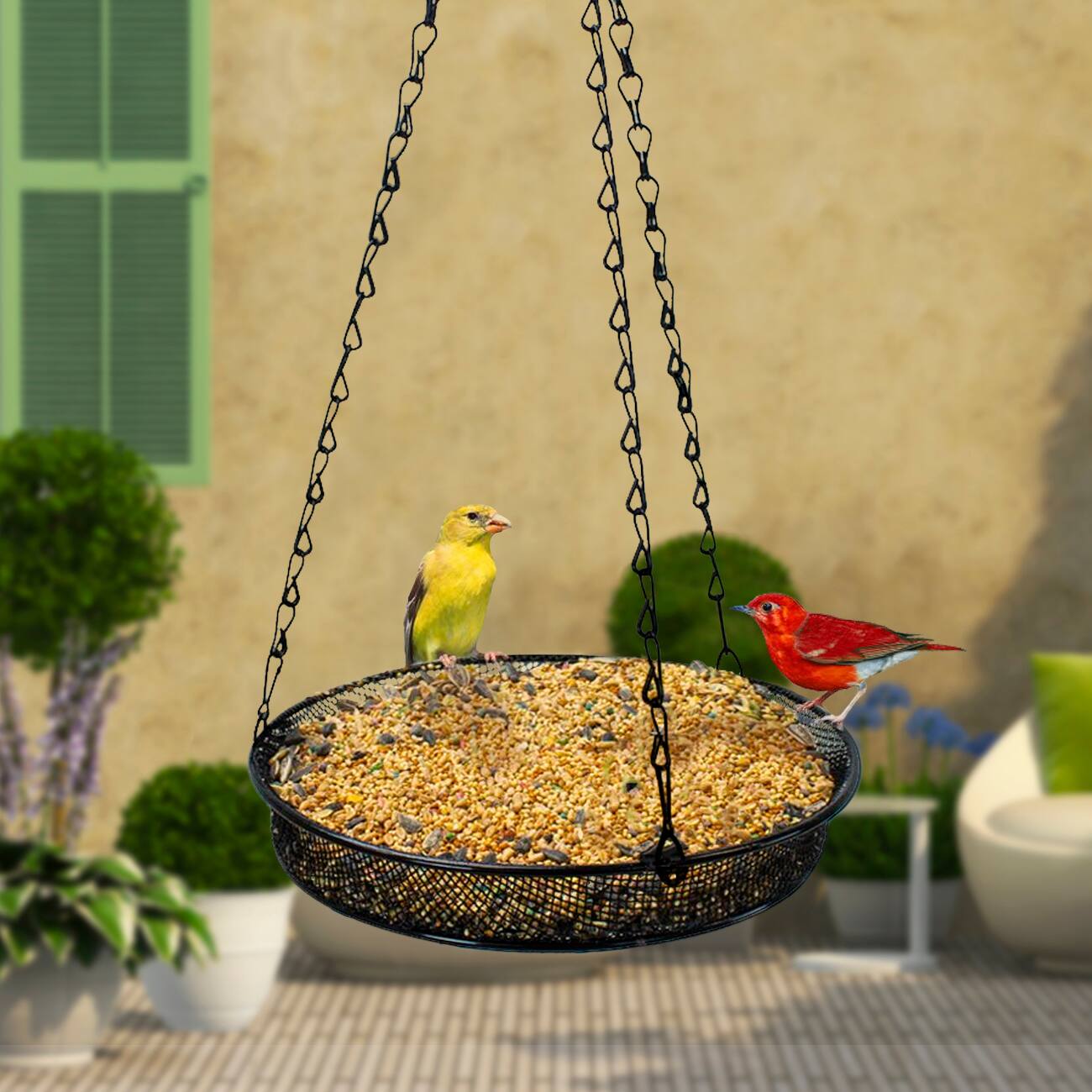 Angle. Sorbus - Sorbus Bird Feeder Hanging Tray, Seed Tray for Bird Feeders, Great for Attracting Birds Outdoors, Backyard, Garden - Black.