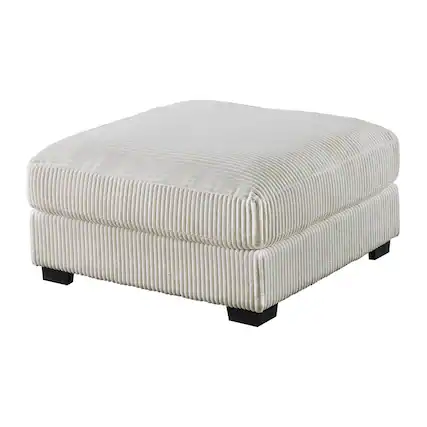 Front. Manhattan Lane - Joana Cocktail Ottoman, Light Gray Wide Welt Corduroy Fabric, 37 Inch - Gray, Black.