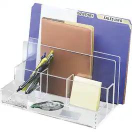 KanTek - File Sorter Desk Organizer 10.60" x 11" x 6.50" Desktop Acrylic - Clear