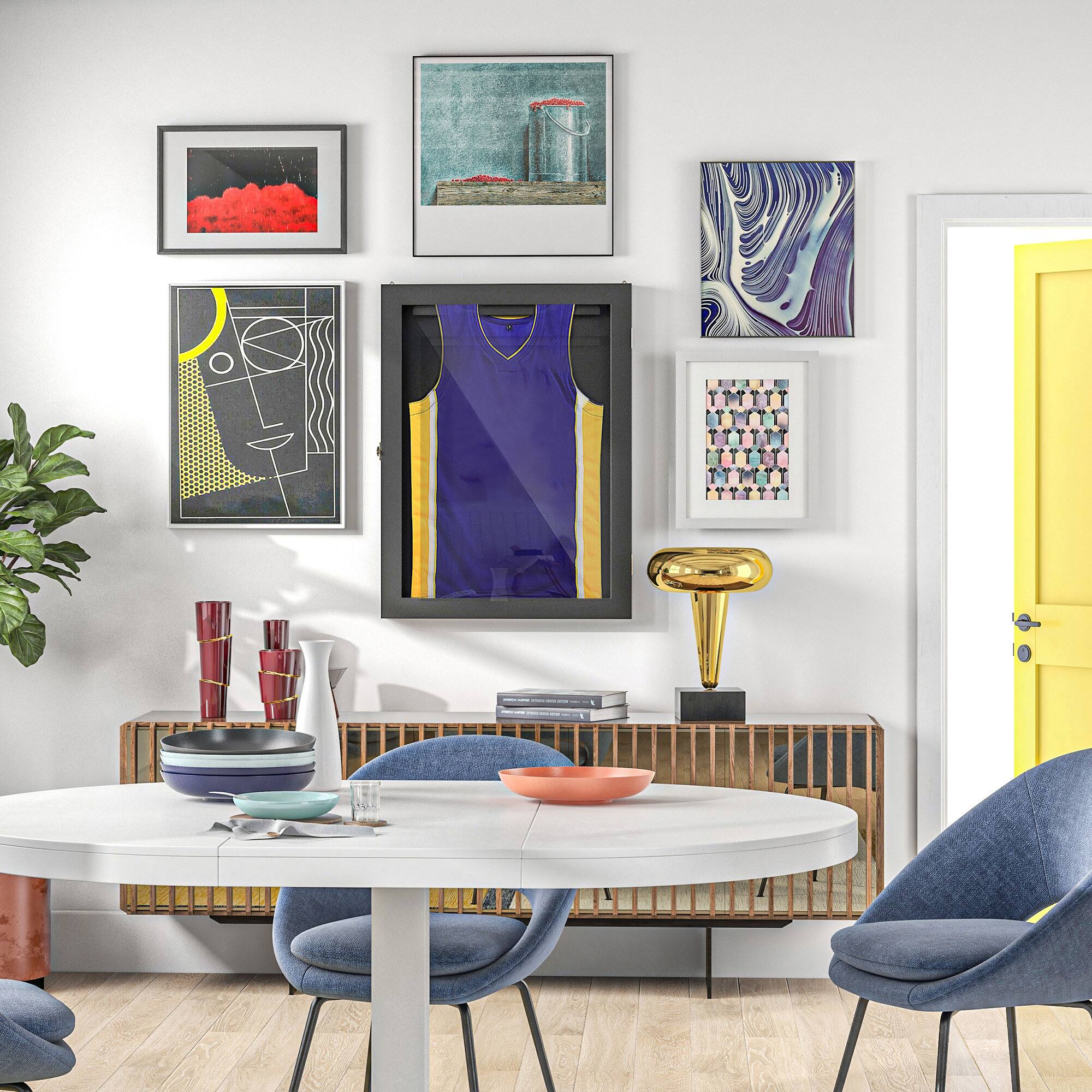 Alt View 8. Homcom - 24" x 32" Jersey Display Case, Wall-Mounted Memorabilia Acrylic Shadow Box with Hanger for Baseball, Basketball - Black.