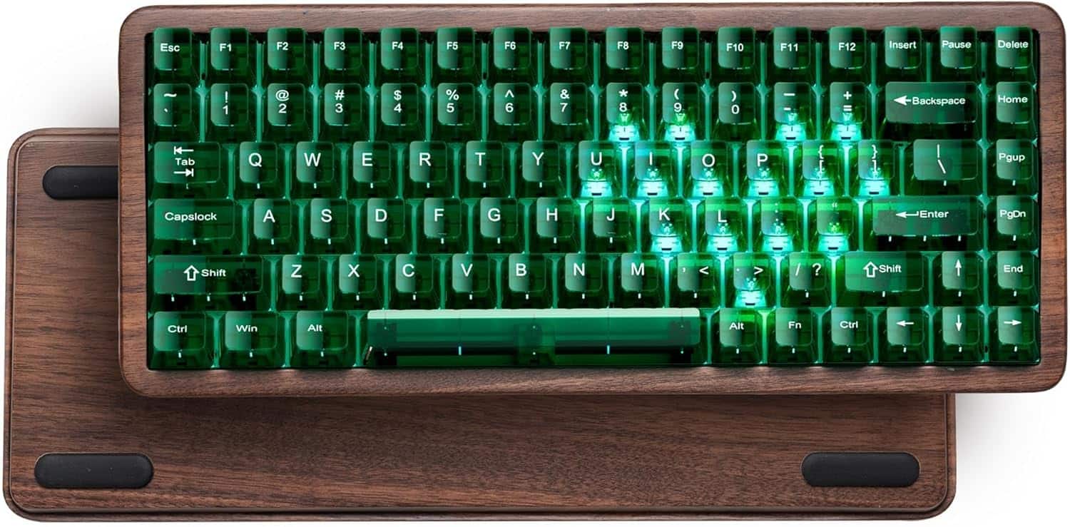 Womier - WD75 V2 Wood 75% Mechanical Keyboard Wireless Gaming Keyboard with QMK/VIA - Green