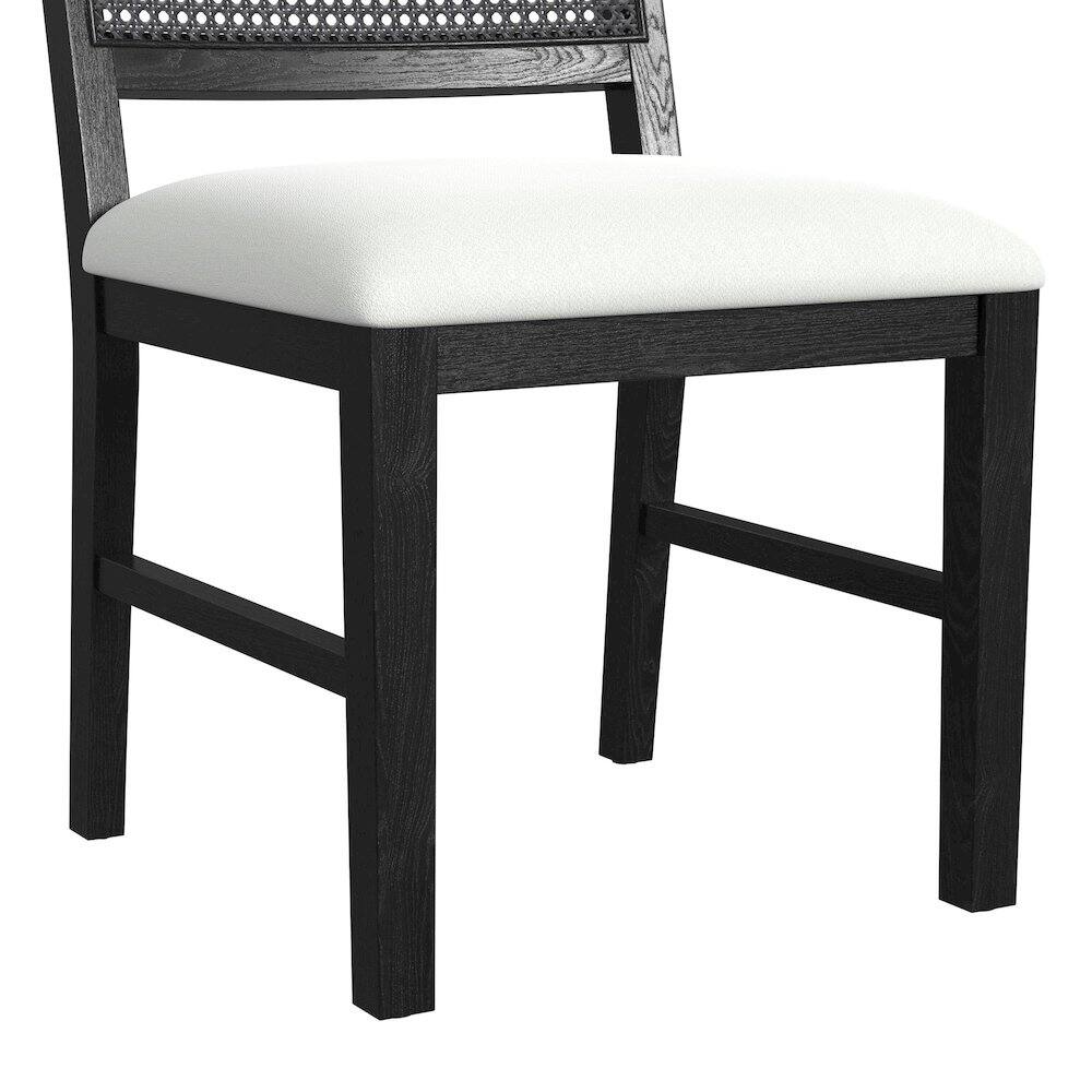 Angle. Picket House Furnishings - Grenada Dining Chair with White Fabric in Black - Black.