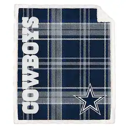 Pegasus - Dallas Cowboys 50" x 60" Playmaker Plaid Ultra Cozy Sherpa Throw - Multicolor
