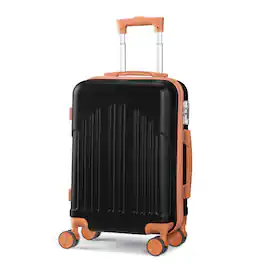 Winado - 20" Airline Approved Small Trolley Case ABS Hardside Suitcase with Double Spinner Wheels & TSA Lock for Travel Business - Black & Brown