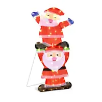 Costway - Christmas Outdoor LED Double Santa Yard Sign W/ String Lights & 4 Stakes - Multicolor - Front_Zoom