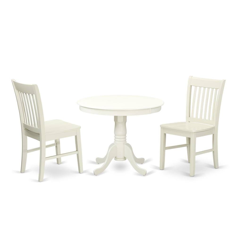 Angle. FurniFact - Round Kitchen Table & Chairs - Linen White.