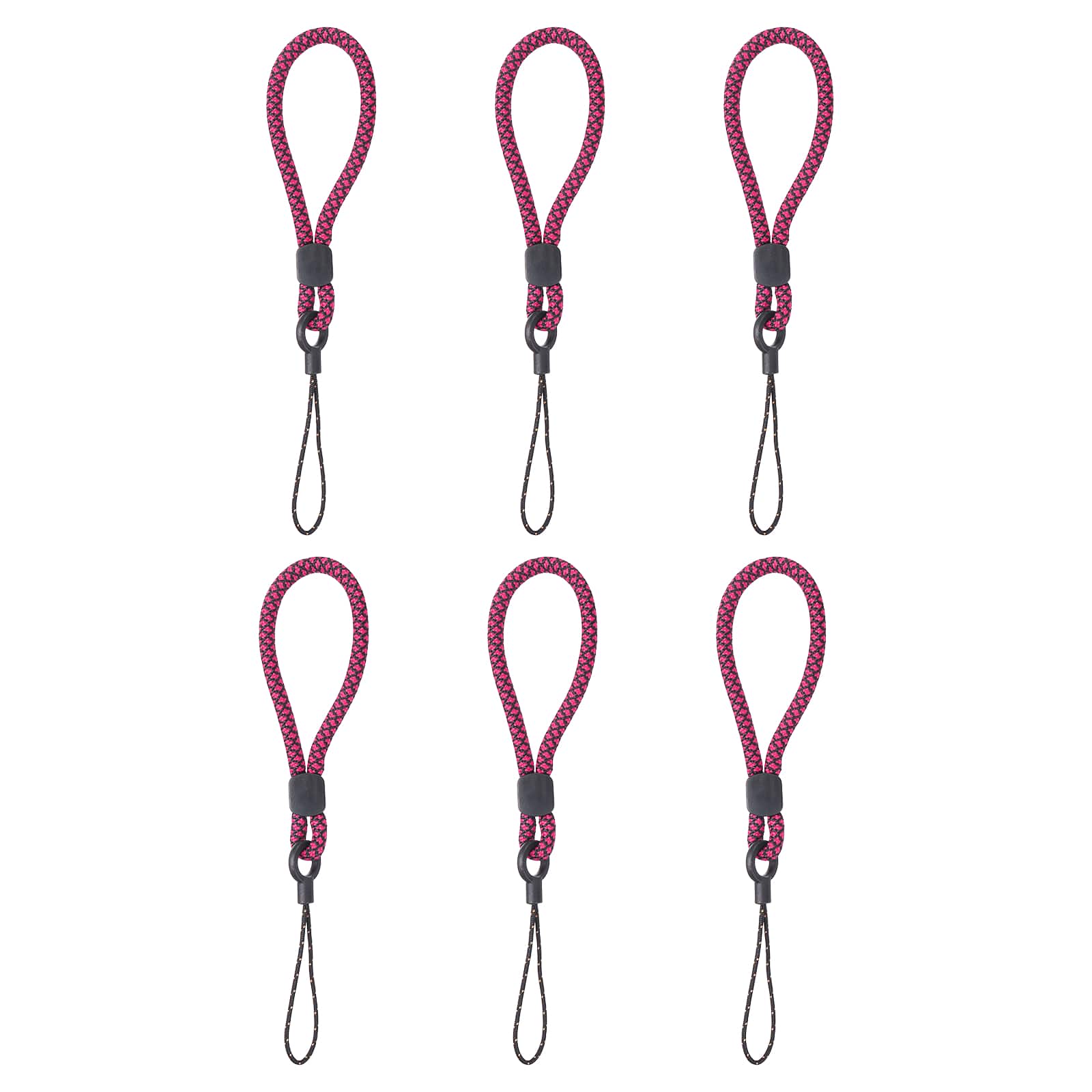 Unique Bargains - 6pcs Phone Lanyards Finger Strap, Short Anti-loss Hanging Rope for Phone, Key, Flashlight, USB Badge - Black , Rose Red price history on PriceWatchPro