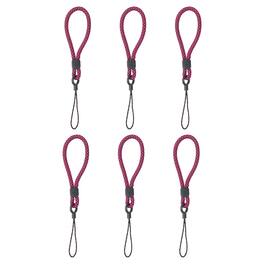 Unique Bargains - 6pcs Phone Lanyards Finger Strap, Short Anti-loss Hanging Rope for Phone, Key, Flashlight, USB Badge - Black , Rose Red