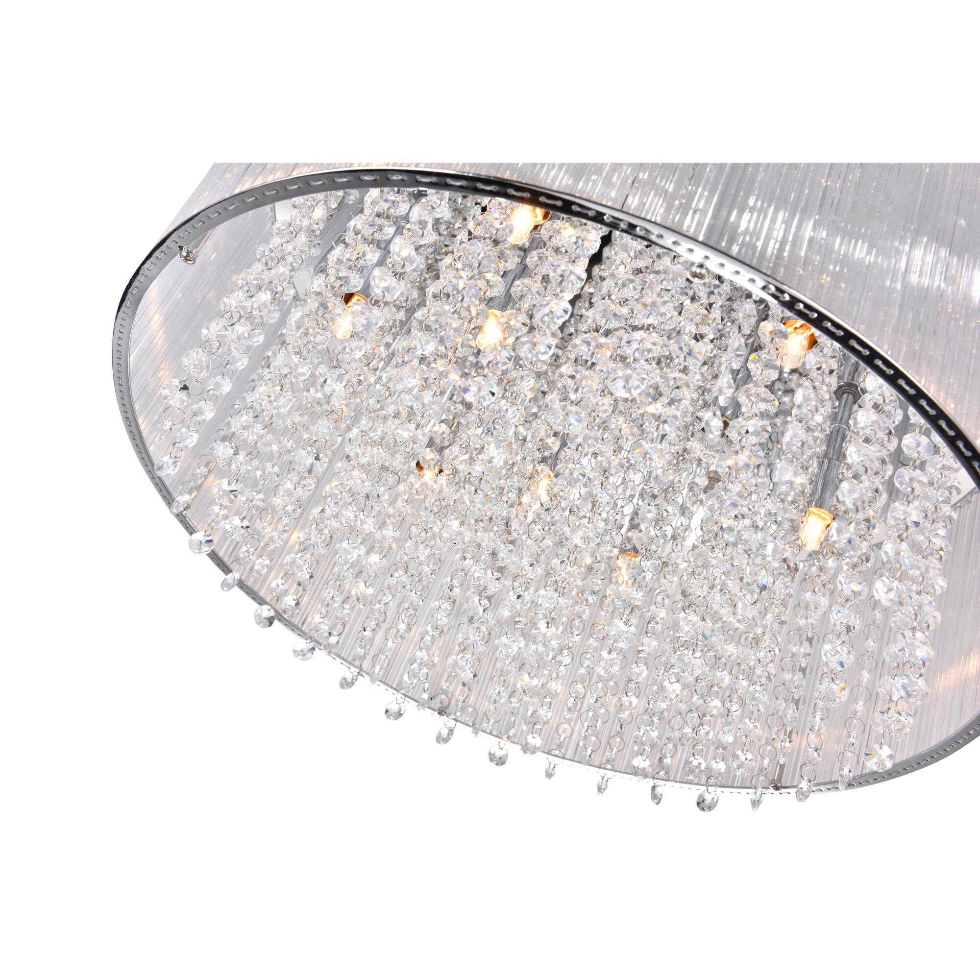 Back. CWI Lighting - Spring Morning 9 Light Drum Shade Flush Mount With Chrome Finish - Chrome.