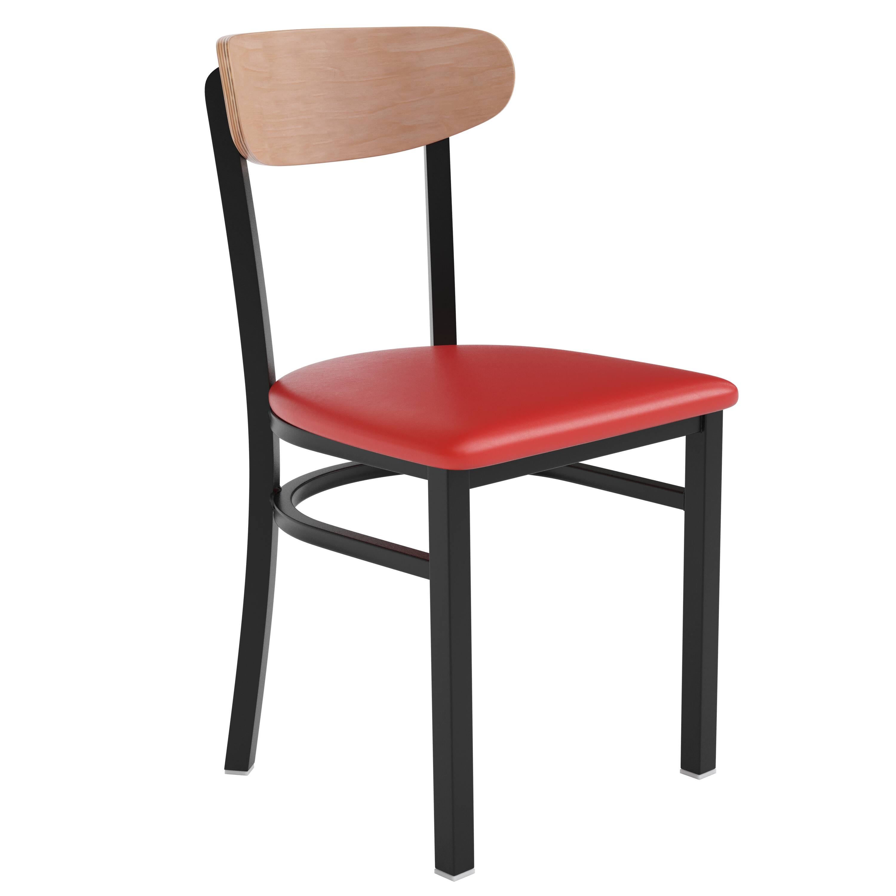 Natural Birch Wood Back/Red Vinyl Seat
