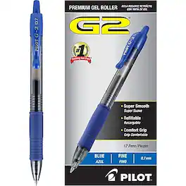 Pilot - G2 Retractable Gel Pens, Fine Point, 0.7mm, Dozen - Blue Ink