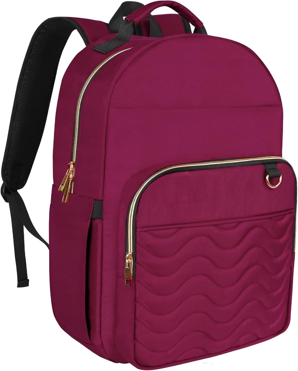 Live At Space - Travel Laptop Backpack women, Work Woman Charging Port, Water Resistant College Backpack, Stylish Quilted Girls - Red