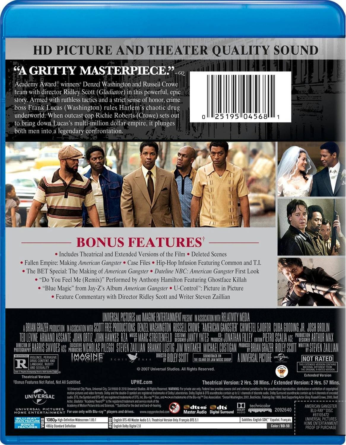 Back. American Gangster [Blu-ray].