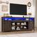 Front. Lent Glitter Wood - Farmhouse TV Stand for 90 inch TVs, Rustic Entertainment Center TV Cabinet Stands with Power Outlets and LED lights - BROWN.
