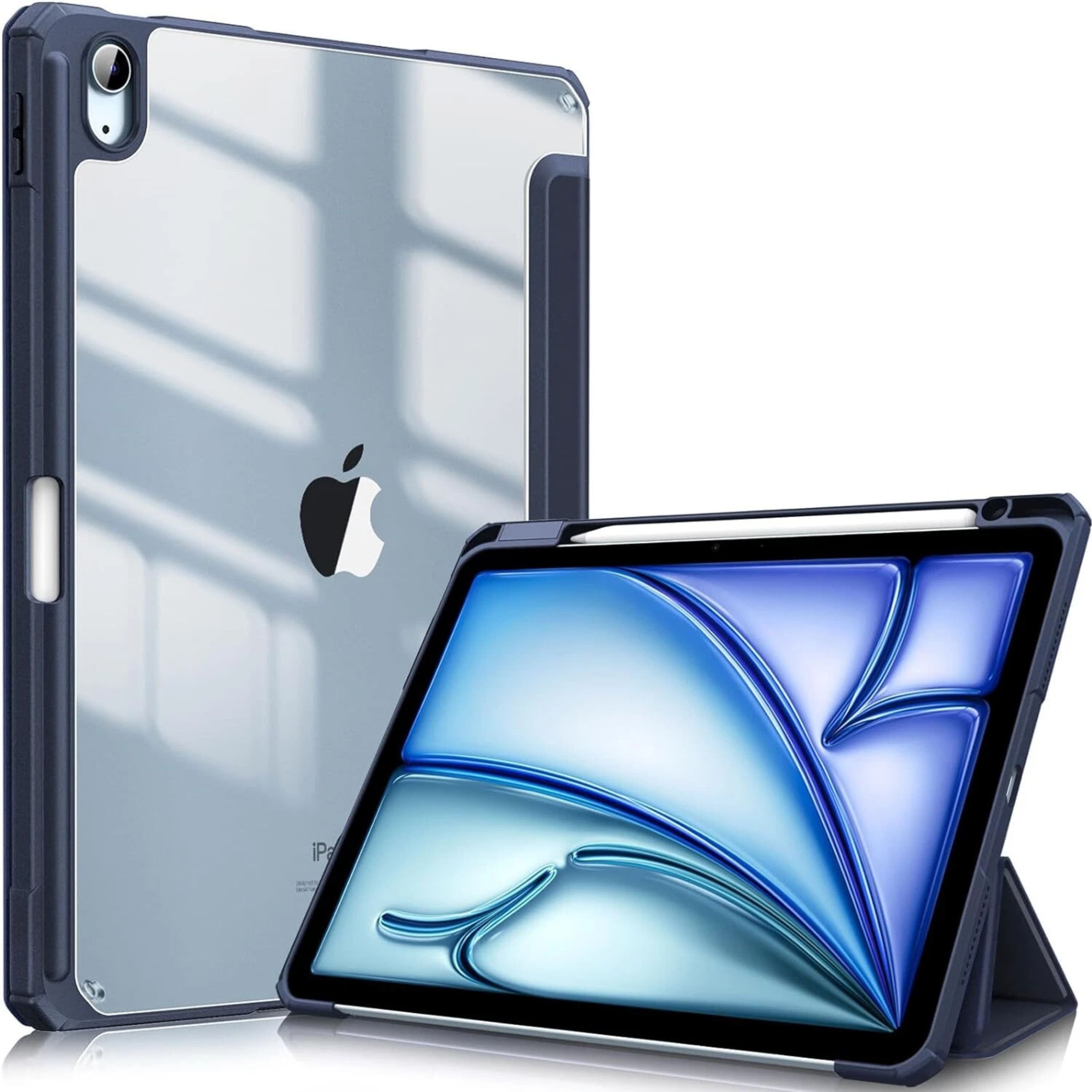 Kitcheniva - Shockproof Hybrid Slim Case For iPad Air 11 Inch M2 2024 With Pencil Holder - Navy