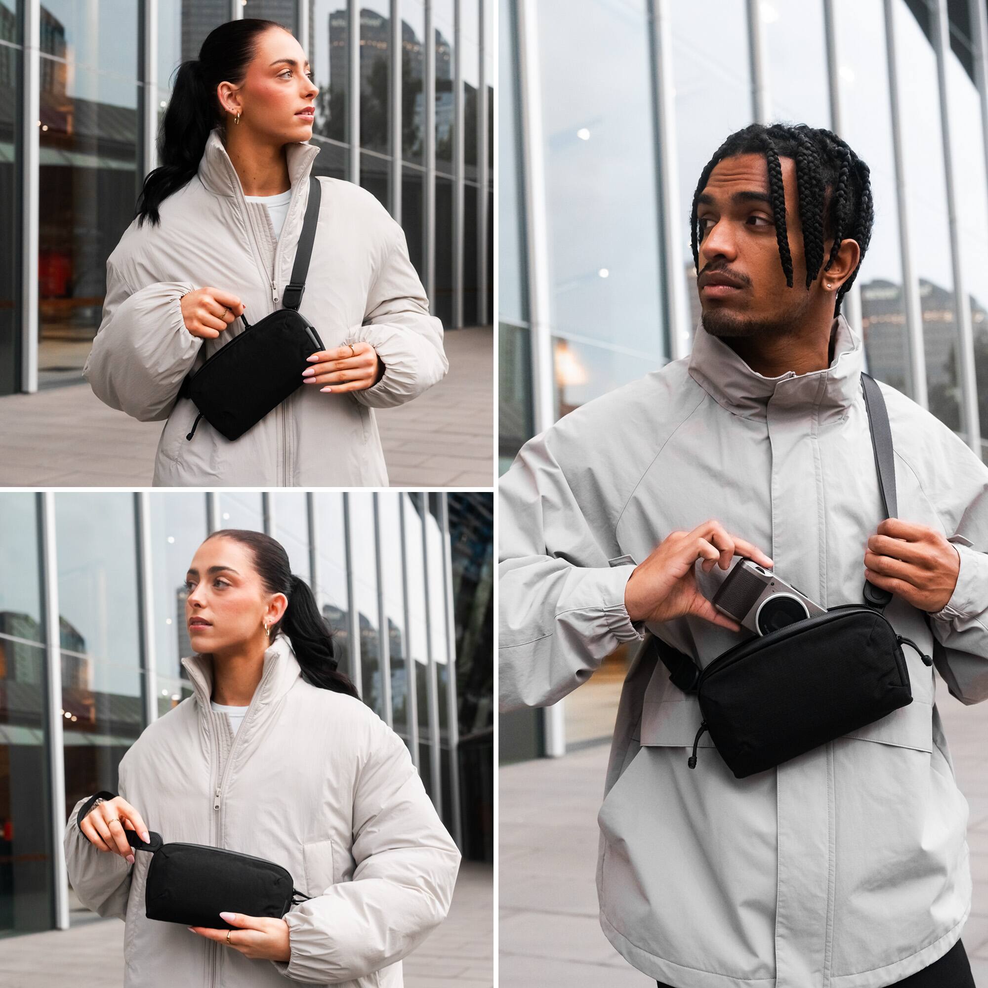 Alt View 2. ALPAKA - Flight Pouch Pro Passport Holder for Travel,Small Crossbody Bag for Men, phone holder bag,RFID sleeves for credit cards - Black Axoflux 400D Ripstop Nylon.