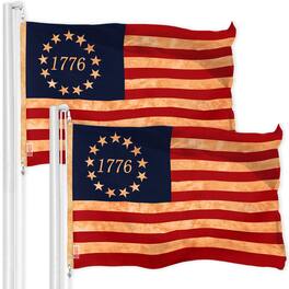 G128 - 2-Pack Betsy Ross 1776 Flag, 3x5 Ft Printed 300D Polyester with Brass Grommets - Assorted Colors