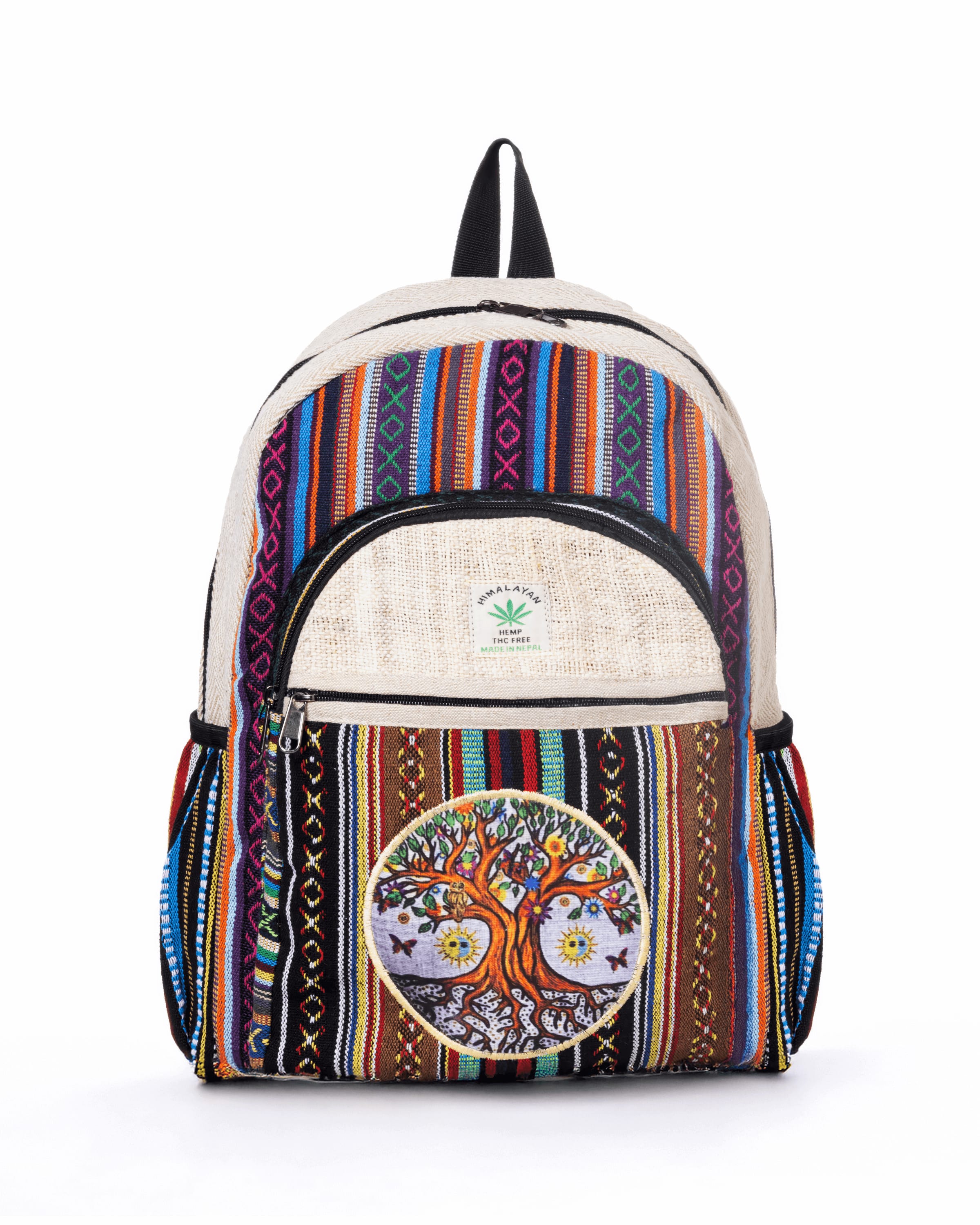 Kathmandu Collection - Handmade Cotton and Hemp Tree of Life Backpack - Multi
