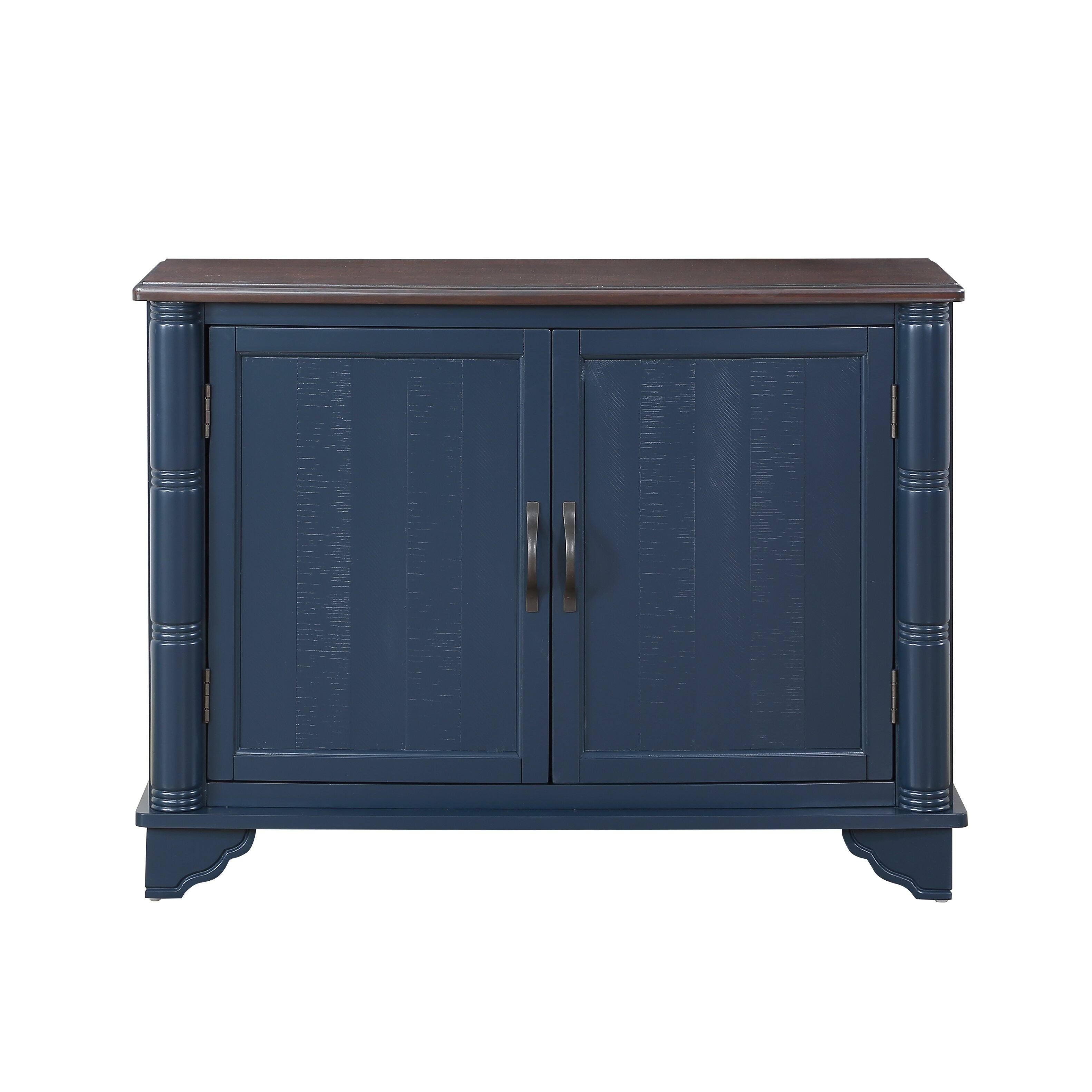 Alt View 5. GOODSILO - Retro Console Table with Adjustable Storage Shelf for Entryway, Living Room, Hallway, and Foyer - Navy Blue.
