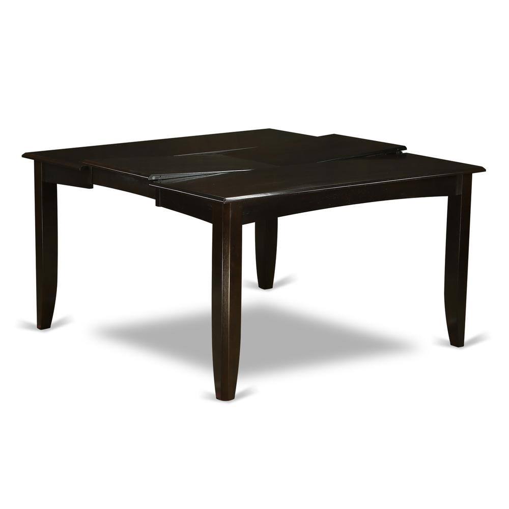 East West Furniture - PFBO5-CAP-C 5 Pc Dining set-Square Dining Table with Leaf and 4 Dining Chairs - Cappuccino