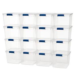 Homz - 31 Quart Heavy Duty Plastic Stackable Storage Containers, 16 Pack - Clear
