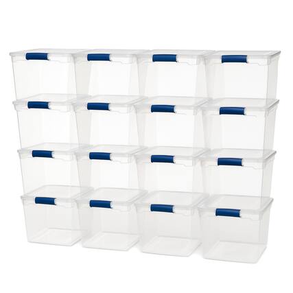 Front. Homz - Homz 31 Quart Heavy Duty Clear Plastic Stackable Storage Containers, 16 Pack - Clear.