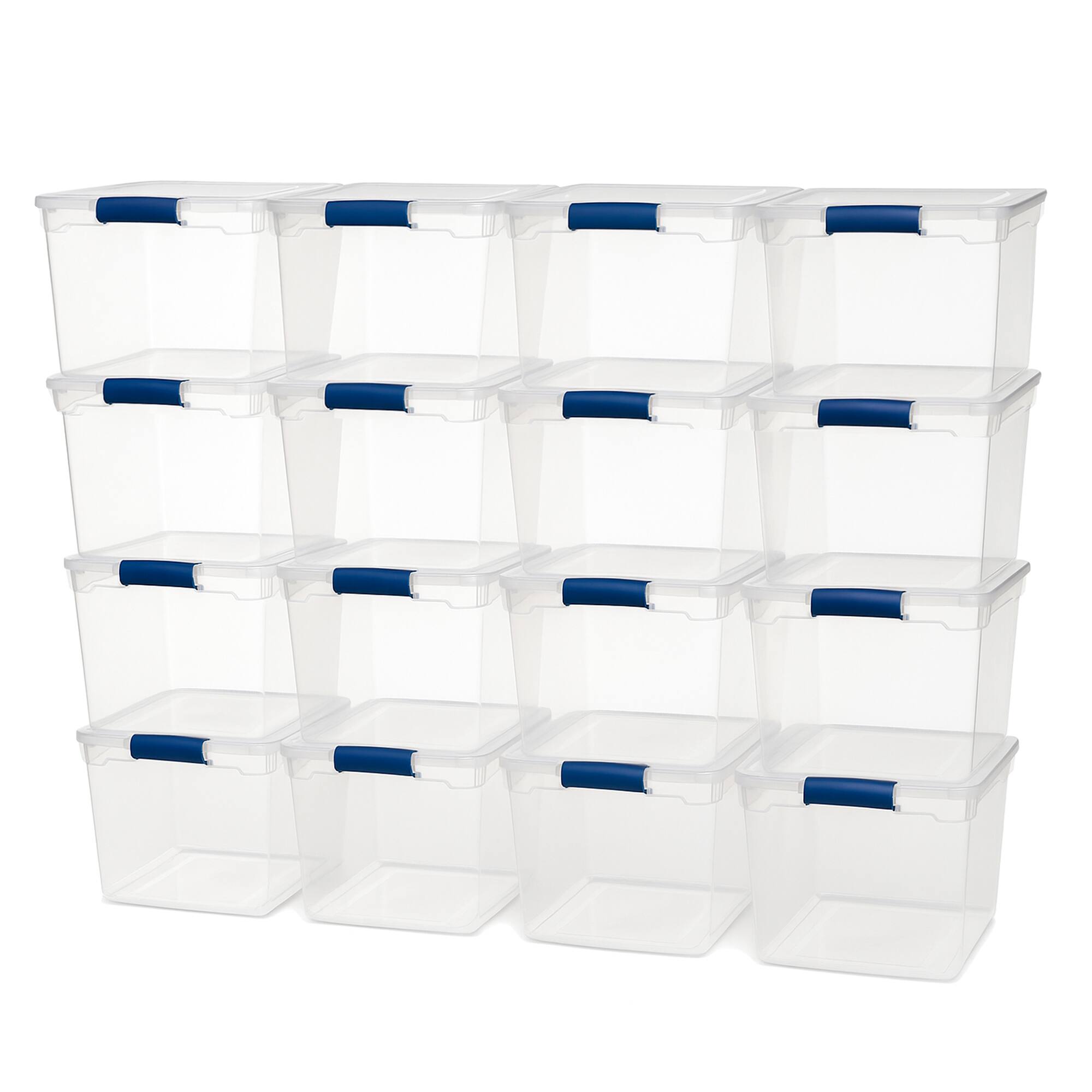 Front. Homz - Homz 31 Quart Heavy Duty Clear Plastic Stackable Storage Containers, 16 Pack - Clear.