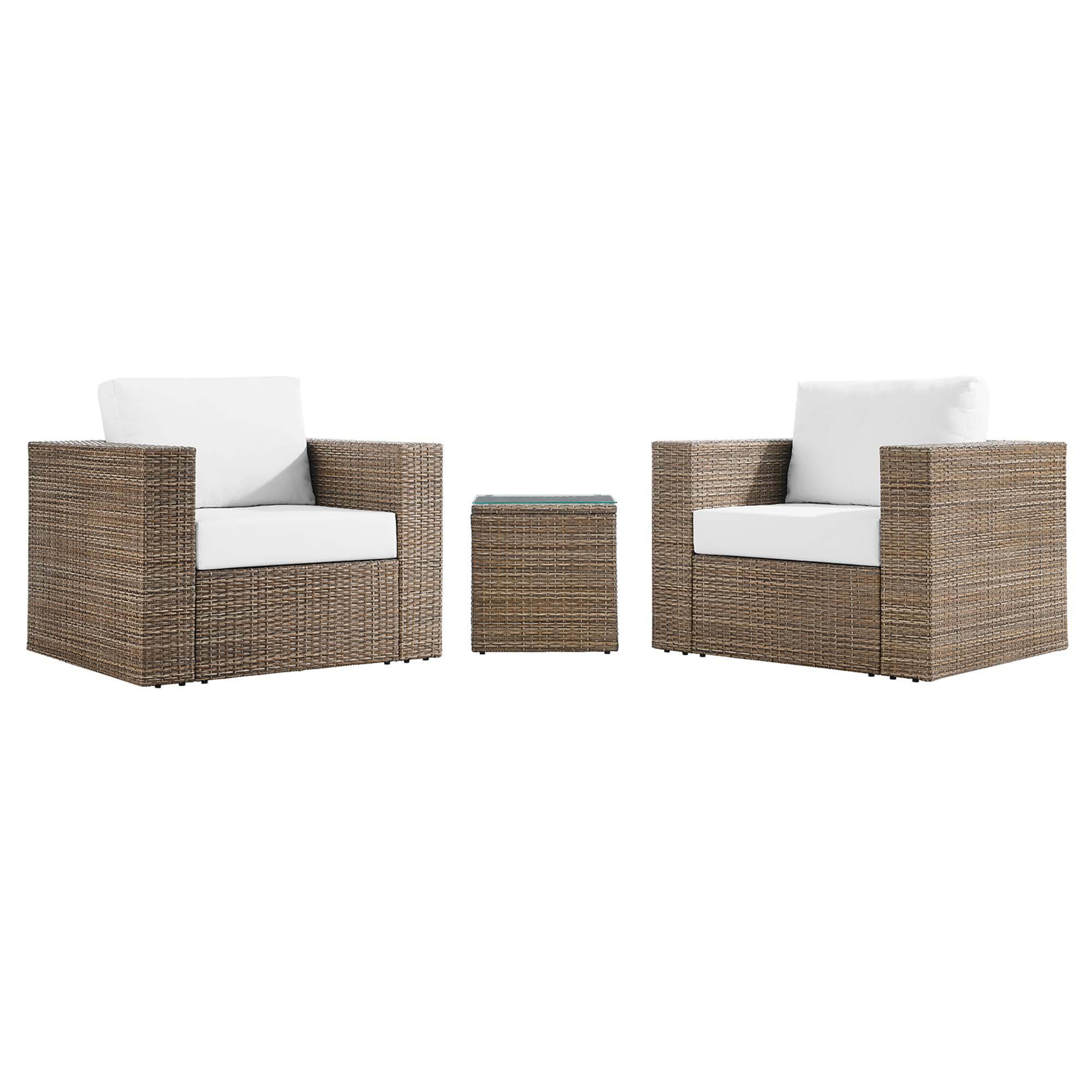 Angle. Modway - Convene 3-Piece Outdoor Patio Furniture Set - Cappuccino White.