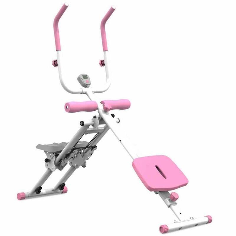 Alt View 6. HTUTWOO - Multifunctional 2-In-1 Stair Stepper And Ab Workout Machine - Seamless Switch, Compact Gym Equipment, Silent Rollers - Pink.