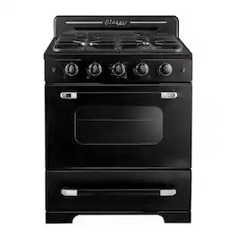 Unique Appliances - 30 in. Wide 4 burner Classic Retro 3.9 Cu. Ft. Freestanding Gas Convection Range - Midnight Black