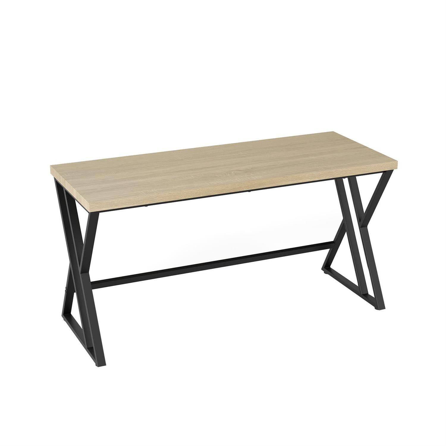 Left. Pefilos - 59 Inch Computer Desk - Waterproof Surface 210LBS Capacity, Heavy-Duty Metal Frame Crossbar, Gray - Gray.
