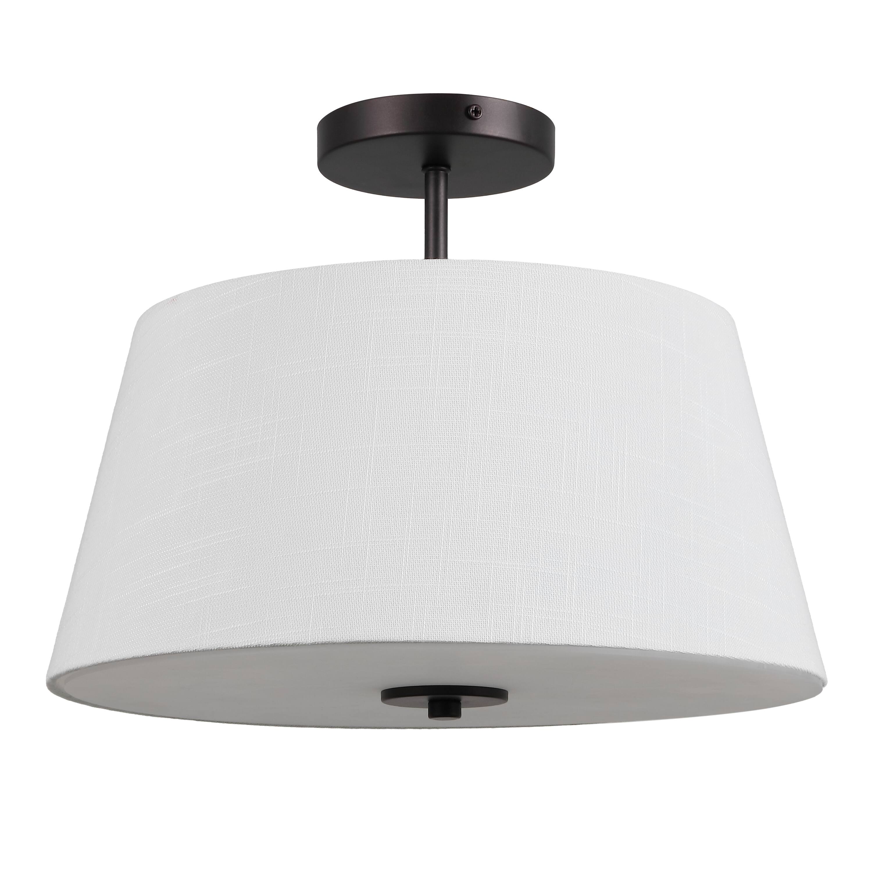 Alt View 7. Jonathan Y - Isabella 15" 3-Light Modern Contemporary Metal Tapered Drum LED Semi Flush Mount, Oil Rubbed Bronze - Oil Rubbed Bronze.