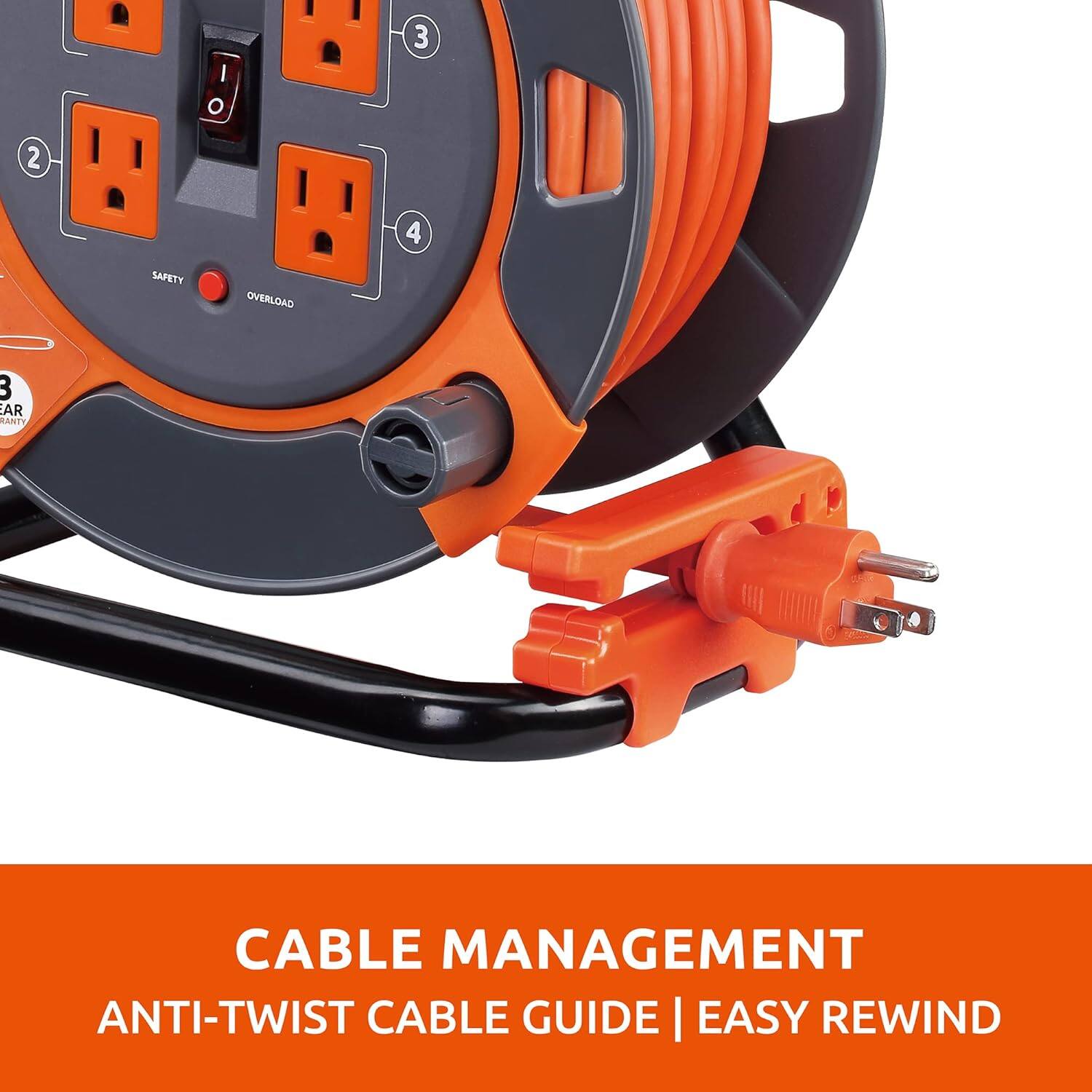 Cable Management  
Anti-Twist Cable Guide | Easy Rewind