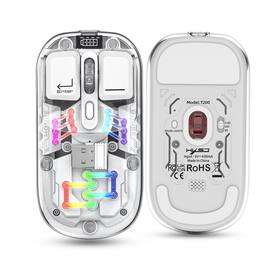 SKRAN - Dual-Mode (2.4G/BT5.0) Rechargeable Transparent Mouse - Magnetic Design, RGB Lights, Easy-to-Use for Gaming/Office - Wireless - White