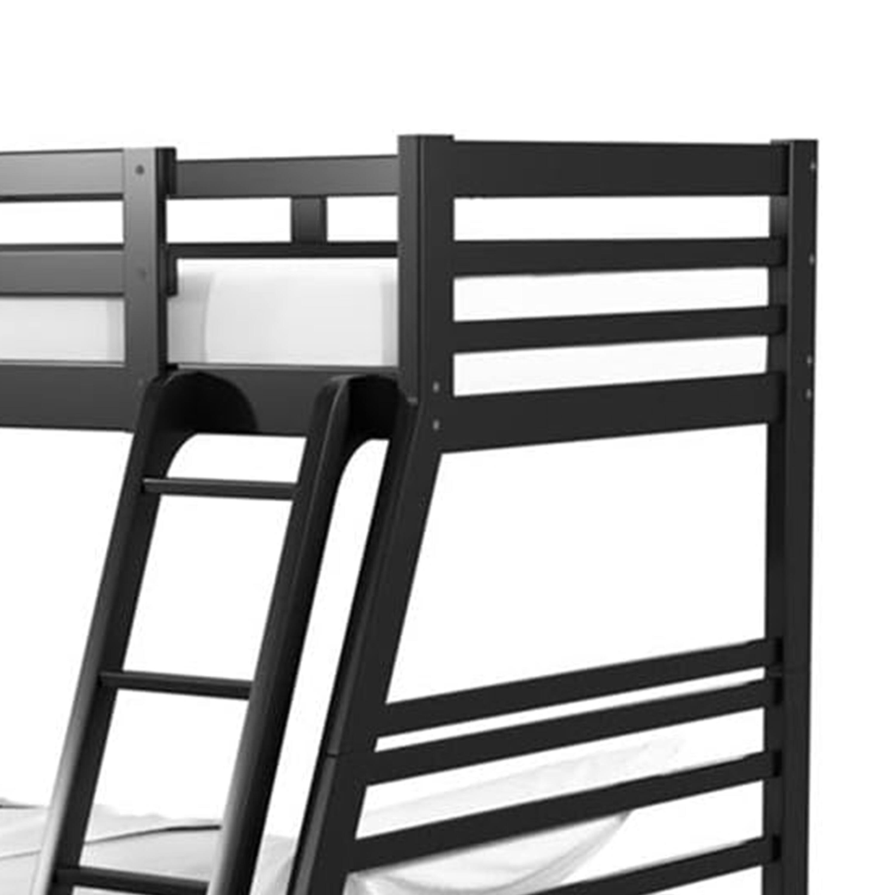 Left. Manhattan Lane - Zegy Twin over Full Bunk Bed with 2 Drawers and Attached Ladder - Black.
