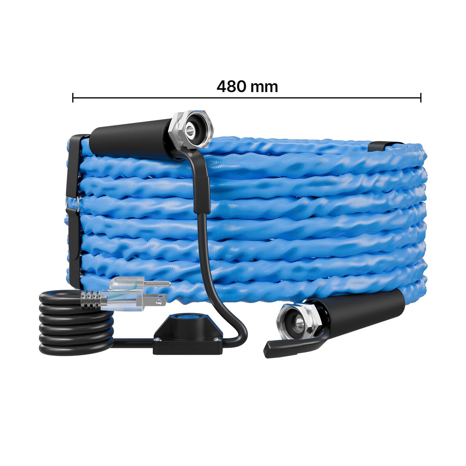 Alt View 4. VEVOR - 50FT Heated Water Hose for RV Antifreeze to -45°F Drinking Water Hose, 5/8" ID, Corrugated Surface, Built-in Thermostat - Blue;Black.